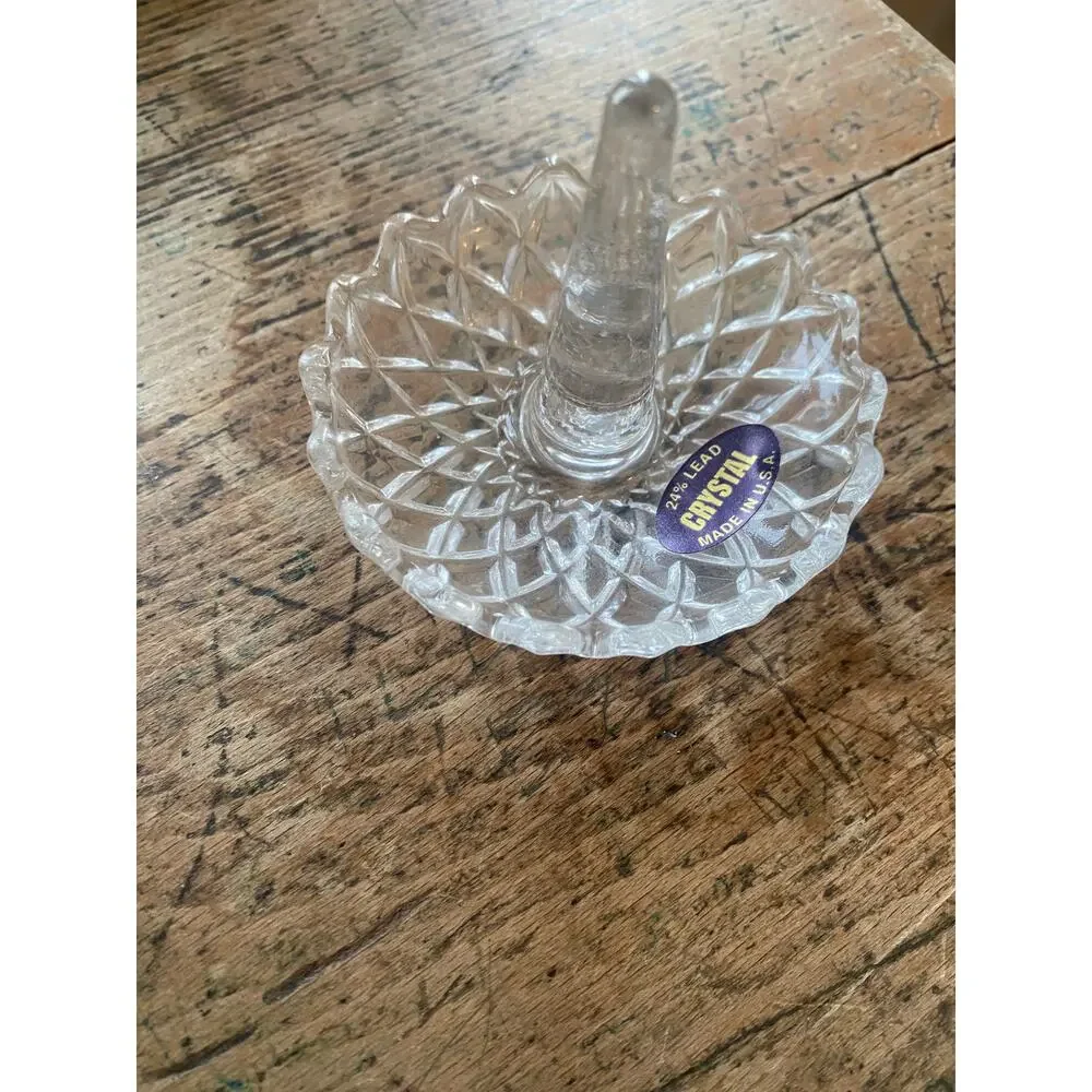 Vintage Cut Lead Crystal Ring Holder Dish, 1980’s New with tag